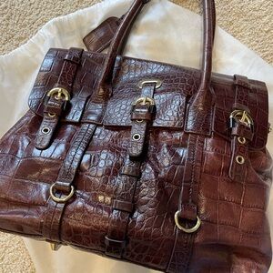 Badgley Mischka Dark Brown Crocodile Satchel